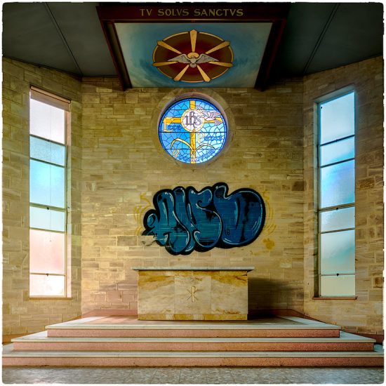 Carmelite Monastery Church, recent vandalism.